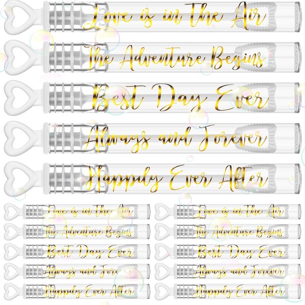 Hollowfly 120 Pcs Heart Wedding Bubble Wands Mini Bubble Wands