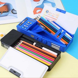 Pop Up Multifunction Pencil Case for Boys, Cute Cartoon Pen Box Organizer Stationery with Sharpener, Schedule, Whiteboard, Best Birthday Gifts for Kids Teens (Blue)