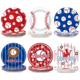 60Pcs Baseball Party Decorations Baseball Dessert Plates 7inch Disposable Baseballs Birthday Dinner Paper Plates Food Trays Party Tableware Set for Sport Baseballs Gamed Day Parties Supplies Favors