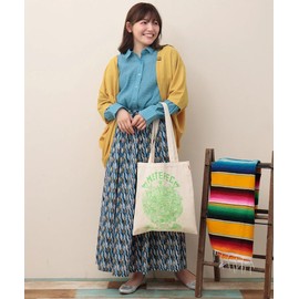 Titicaca ZNSCBB7008 Women's Cotton Tote Bag, A4, Long, Shoulder Bag, green