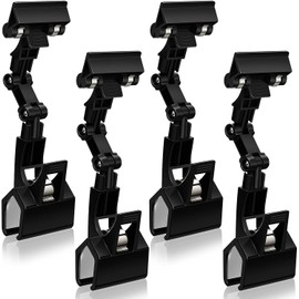 Plastic Merchandise Sign Clip Sign Holder, 4Pcs Adjustable Copy Clip Flexible Document Clips,Plastic Clips Rotatable Clip Holder Black Price Display Holder Merchandise Sign Clips Rack Tags Sign Holder