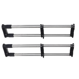 Hershii 2 Pack Extendable Closet Shelf Tension Rod Adjustable Wardrobe Rail Storage Rack Cabinet Organizer DIY Cupboard Divider Clothes Hanger Separator for Kitchen Bathroom, Black, 27.56-47.24 in
