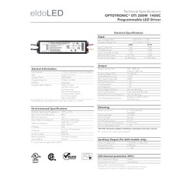eldoLED | 58056 * 2743Y5 OTi200W/UNV/1400C/2DIM+/P6/AUX OPTOTRONIC LED Driver - 200W 1050mA Aux-Port