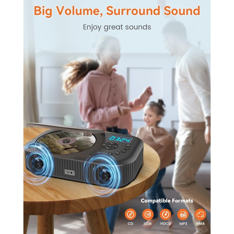 CD Player Portable,MONODEAL Dual Stereo Speakers Portable CD Player with