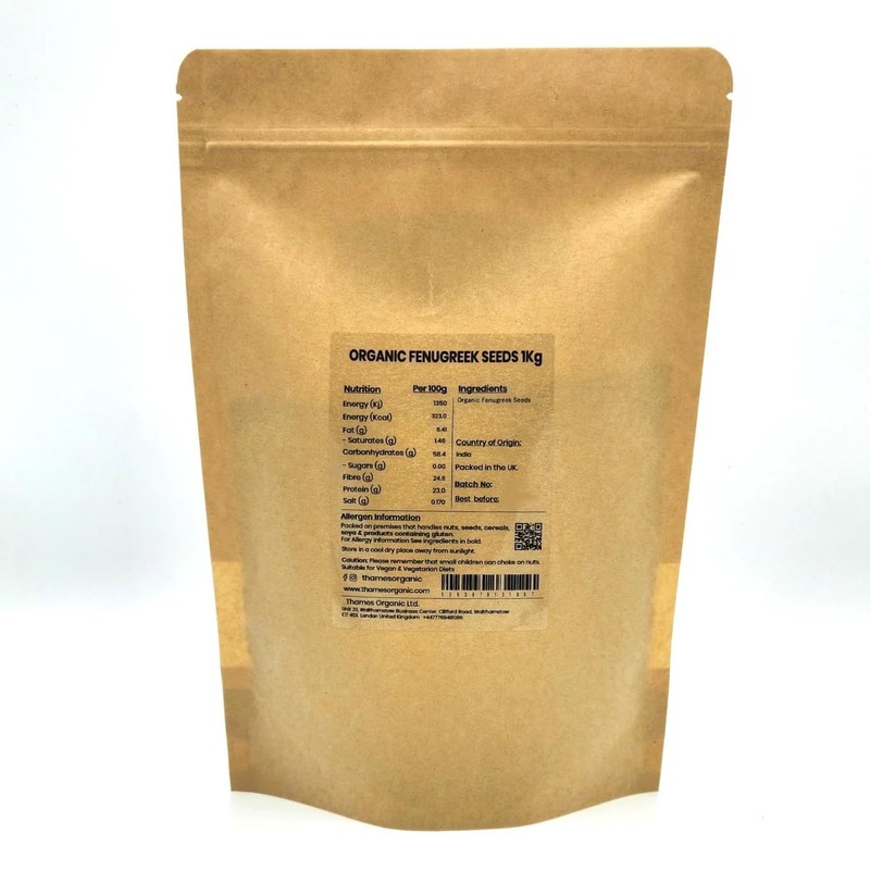 Organic Fenugreek Seeds 250g, Certified Organic, Non-GMO, Vegan, No Additives,