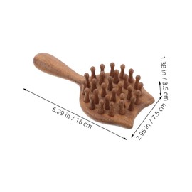 IWOWHERO 2 Pack Cat-shape Wooden Wide Tooth Hair Comb Scalp Massager Portable Travel Grooming Tool