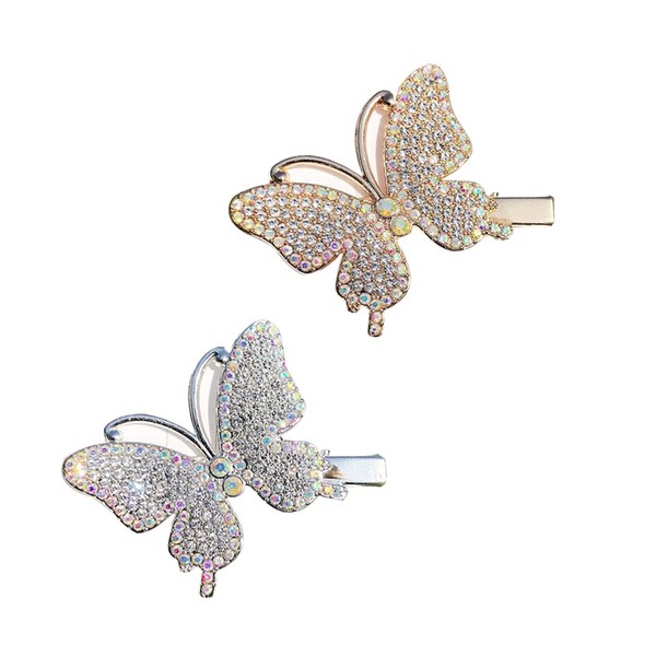 Butterfly Hair Clips Sparkling Aesthetic Gold and Silver Hair Clips Butterfly Metal Crocodile Hair Pins Rhinestone Hair Clip for Girls Women
