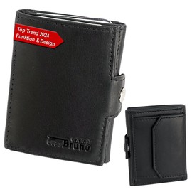 Slim Wallet Deluxe, Cowhide nappa black with comfort coin compartment, rfid wallet