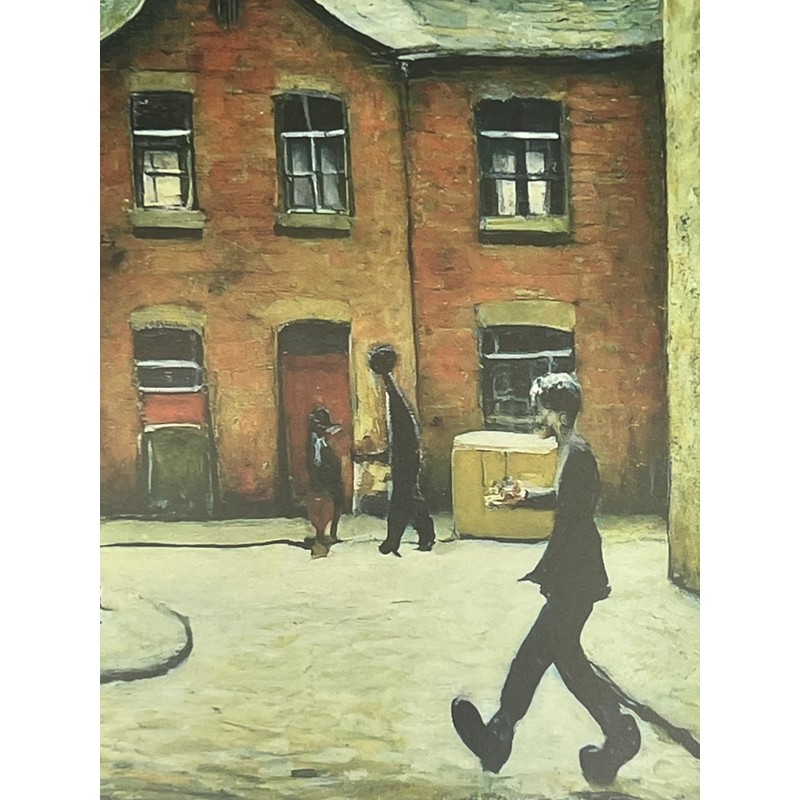 Greetingles Lowry-Style 12"/31cm Square Framed Print. Beautiful Black Ash Frame