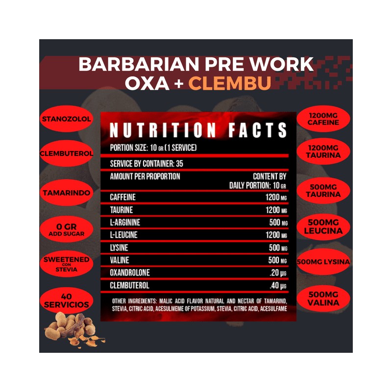 Pre ENTRENO BIOTECKPHARMA Barbarian Oxa y Clem 350 gr rinde
