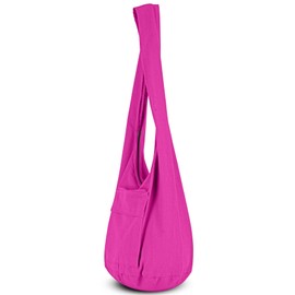 YOUR COZY Boho Crossbody Bag for Women – Handmade Cotton Sling Bag Lightweight Unisex Travel Purse with Zipper (Pink)