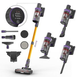 BUTY BULU Cordless Vacuum Cleaner, Stick Handheld Rechargeable Lightweight 4-in-1 Vacuum for Home Hardwood Floor Carpet Pet Hair Litter Cleaning, 45KPa Suction 50Mins Running Time, LED Display Screen
