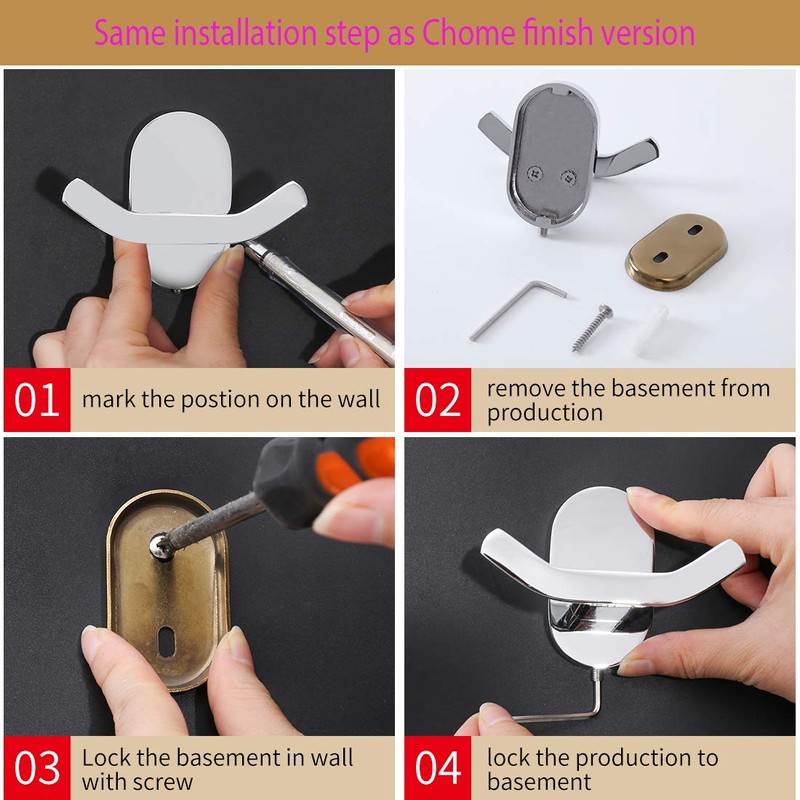 BOOKARROW Matte Black Bathroom Towel Hooks, Wall Mounted Heavy Duty