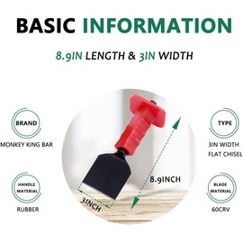 Monkey King Bar Masonry Chsiel 75x225MM,Bolster Chisel Cold Wide Chisel with Hand Guard,for Concrete Stone Brick Rock Breaking Demolishing Mason Tools