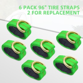 Trekassy Car Tie Down Straps for Trailers, 6 Pack 96 Inch Tire Straps (2 for Replacement), 4 Pack Ratchets with Chain Anchors, 10,000lb Break Strength