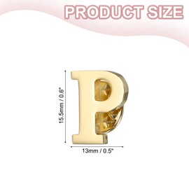 PATIKIL Letter Lapel Pins, Initial Alphabet Letter P Collar Pins Letter Brooch Pins for Women Men Shirt Dress Suits Coat Collar, Gold Tone, Letter P