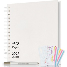 AIOR Photo Album for DIY and Gluing, DIY Spiral Album 40 Pages, Photo Albums Scrapbook 21 x 21 cm, Photo Book for Baby Valentine's Day Birthday Anniversary Gift (White)