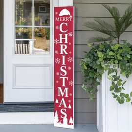 48"x8" Large Christmas Welcome Sign for Front Door, PVC Holiday Welcome Sign for Porch, Durable Outdoor Christmas Decorations (Design 1)