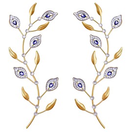 sxnzequnze Bling Metal Leaves Decoration Home Decoration Modern Minimalist Style Wall Hanging Art Living Room Bedroom Bathroom Wall Decoration Set of 2 Gold Leaves Blue