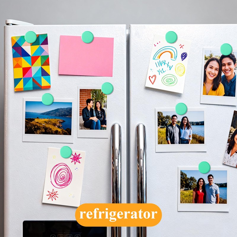 QOJOPU Fridge Magnets 40pcs - Strong Small Round Green Refrigerator