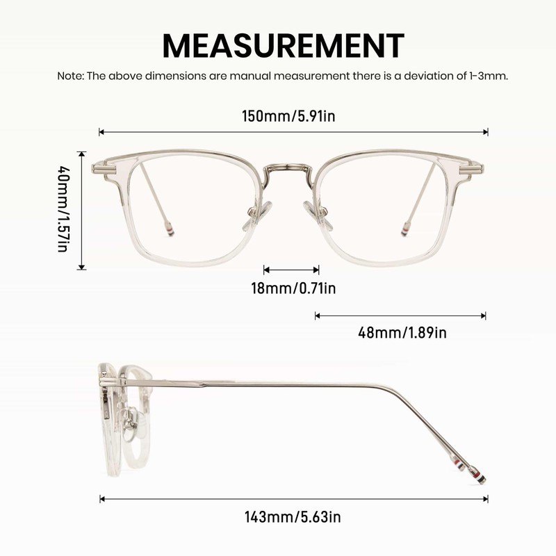 Cyxus 8235 Blue Light Cut Glasses, Non-Degree, UV Protection, Lightweight