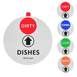 Kichwit Clean Dirty Dishwasher Magnet, Magnetic Dishwasher Sign That Says Clean Dirty Running Empty, 4 Inch, Silver