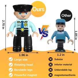 Large Magnetic Figures, 2.75 Inches Community Figures Set Magnetic Play People Compatible with Magnetic Tiles for Kids, 12 Pieces STEM Learning Magnetic Tiles for Boys Girls Age 3 4 5 6 7 8+