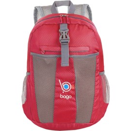 Bago Lightweight Small Hiking Backpack for Women and Men - 25L Travel Day Pack - Foldable Hiking Daypack Ultralight for Camping Outdoor Sports - Day Bag Packable Backpack for Travel (Red)