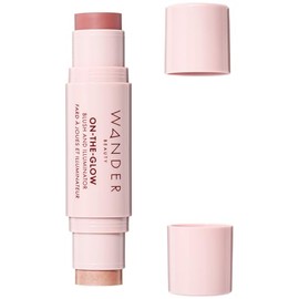 Wander Beauty On-the-Glow Blush and Illuminator - Brillo desnudo/nude - 7 en 1 crema hidratante rubor y resaltador en barra - Rubor en barra para meji