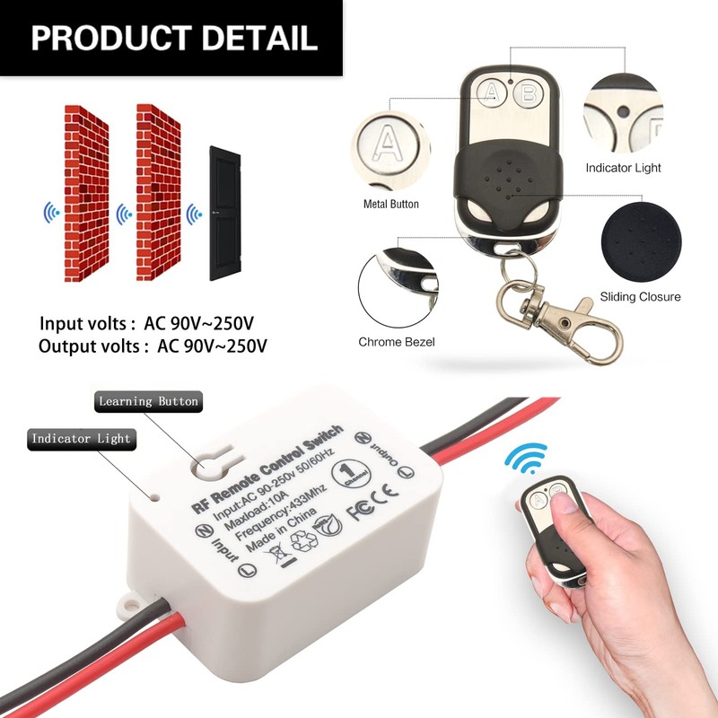 DieseRC AC 110V 120V 220V 240V Wireless Remote Control Light