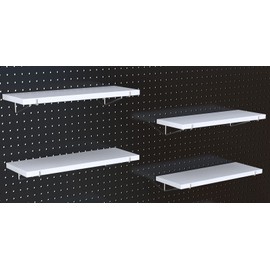 KINOMI Heavy Duty Pegboard Shelves, Value Set of 8 Pack Pegboard Shelf Brackets Hooks and 4 Pack Peg Board Shelves for Garage, Home, Garden, Tool Shed (White)