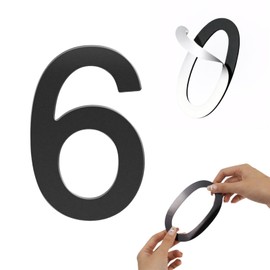 Self-adhesive 3 Inch House Numbers Acrylic House Number Modern House Numbers Black Mailbox Numbers for Outside Address Home Number for Apartments Office Hotel Room (6)