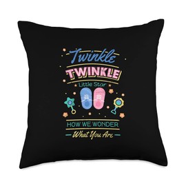 Pregnant Announcement Gender Reveal Parenting Preg Twinkle Little Star How We Wonder What You are Baby Throw Pillow, 18x18, Multicolor