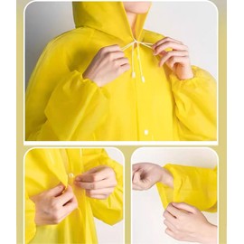 Bombinate Raincoat, Storage Bag Included, Hat, Rain Poncho, Unisex, Translucent, yellow