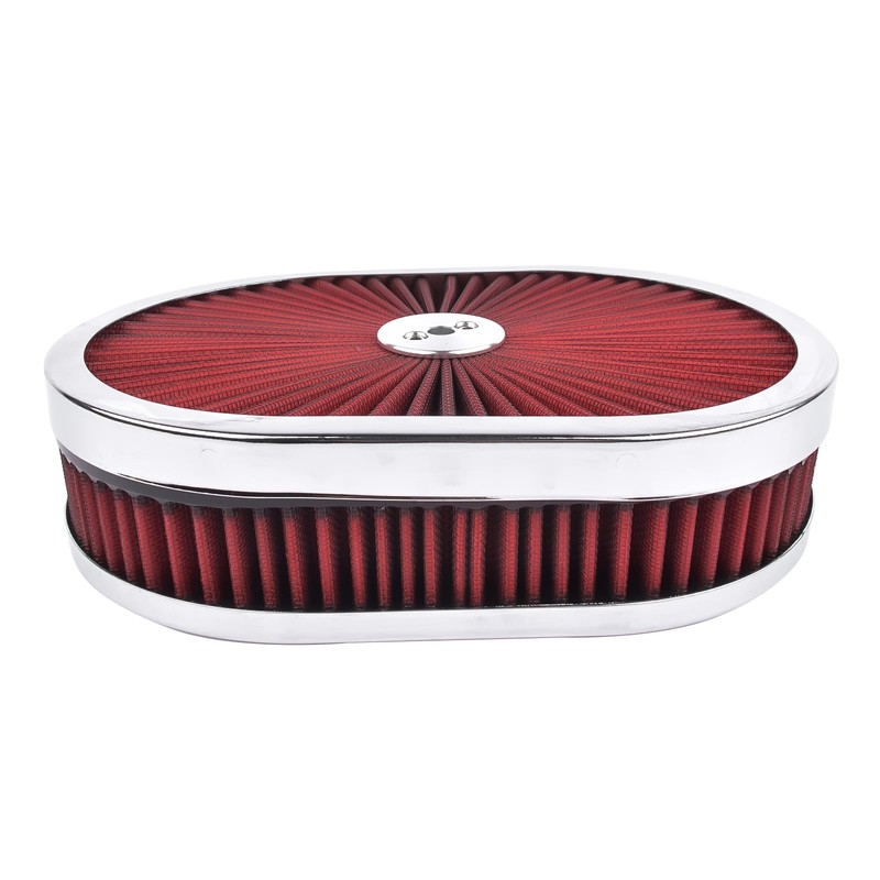 TEKKOAUTO 12" x 2'' Oval Super Flow Thru Air Cleaner