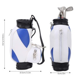 Bag Pencil Holder, Mini Pens Holder with Pen for Desk Decoration Golfer Friends Fans(Blue & White)