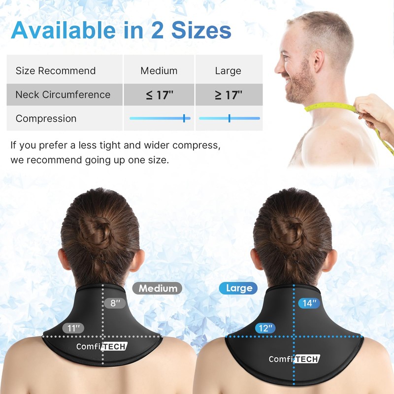 ComfiTECH Neck Ice Pack Wrap with Extended Gel Coverage for