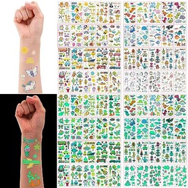 40 Hojas Tatuajes Falsos Temporales Niños y Niñas, Tatuajes Niños Luminosos Unicornio Dinosaurio Astronautas, Regalo de Infantiles Detalles Cumpleaños Niños Colegio Relleno Piñata Fiesta Cumpleaños