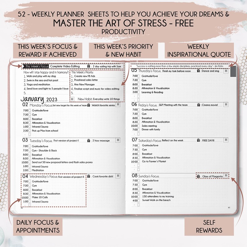 Life & Goal Planner – Undated Daily, Weekly & Monthly