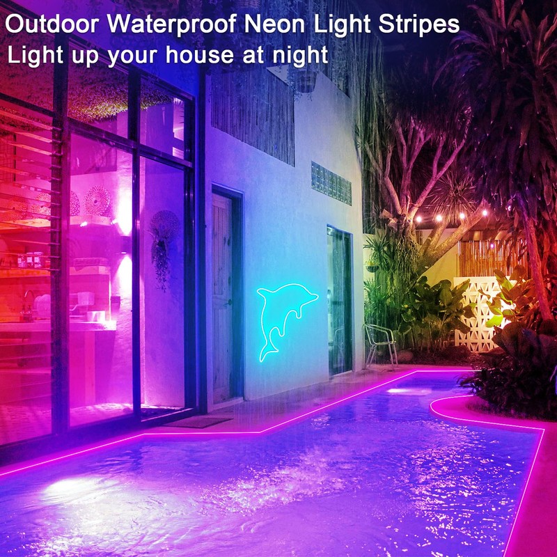 32.8ft LED neon Lights with Remote APP Control IP65 Waterproof