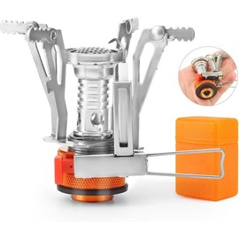 Portable Camping Stove Backpacking Stove, Lightweight Mini Gas Stove for Hiking, Travel, Adventures, and , Portable Camp Stove with Piezo  and 3000 Watts of Power