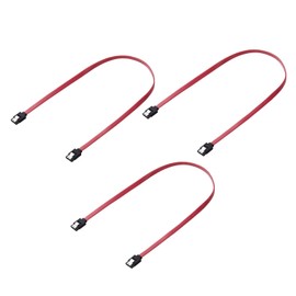 Elecom ECST6-045 SATA Cable, 17.7 inches (45 cm), Set of 3, SATA 3.0 [Backwards Compatible] 6Gbps Flat Cable with Latch for Serial ATA HDD SSD Red