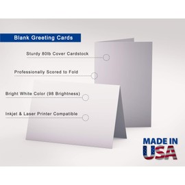 Heavyweight Blank Small Cardstock Cards for Card Making - A1 Size 3 3/8" x 4 7/8" - Bright White Scored Folded Greeting, Thank You, RSVP, and Note Cards (100 Pack)