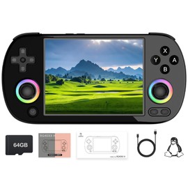RG40XXH Retro Handheld Game Console, 3200mAh Portable Video Gaming Console with 4.0-in 640*480 IPS Screen, 64G TF Card, 5000+ Classic Games, Linux System, Support 5G WiFi Bluetooth HD Output-Black