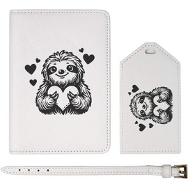 Azeeda 'Sweetheart Sloth' Passport Cover & Luggage Tag Travel Set (PA00030317)