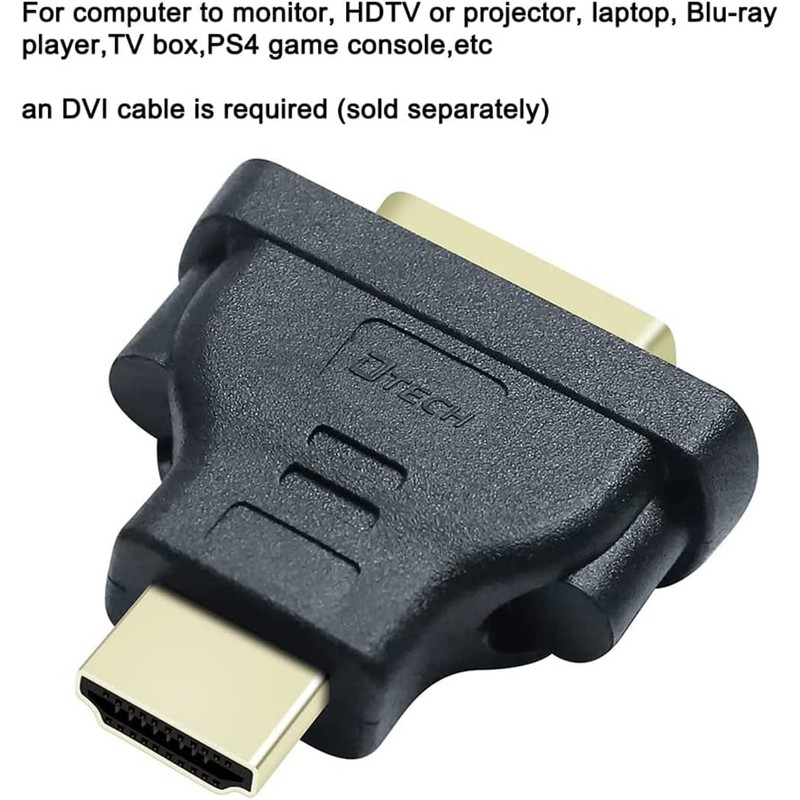 DTECH DVI Female to HDMI Male Adapter Bi-directional DVI-I 24+5