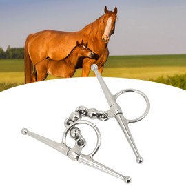 TOPINCN 135mm Stainless Steel Horse Bit Copper Mouth Oval Link Loose Ring Snaffle Bit Horse Mouth Riding Full Cheek Snaffle Bit with Ball Chain