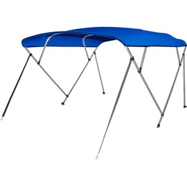 Deckpro Waterproof Boat Bimini Top Cover, 600D Solution Dyed Polyester Fabric Canvas Sun Shade Boat Canopy - 1" Double Wall Aluminum Frame Tube, 2 Straps 2 Rear Support Poles, Storage Boot