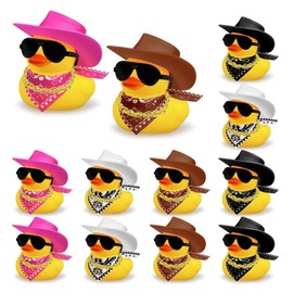 Guidre Cowboy Rubber Duck, Cowboy Duck, Cowboy Rubber Duck with Cowboy Hat, Sunglasses, Golden Chains, Neckerchief and Cool Prop, Cowboy Duck Decoration for Party Gifts, Birthdays, Baby Shower