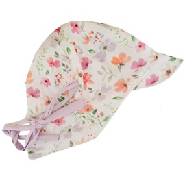 Fuchs & Kiwi Baby Summer Muslin Hat - UV Protection 50+ & Breathable - Grows with Your Child - 100% Cotton - Oeko-Tex - Baby Sun Hat - Handmade in Berlin, Pastel flowers, S